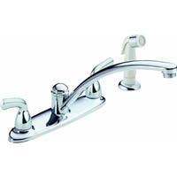 DELTA FOUNDATIONS DOUBLE HANDLE KITCHEN FAUCET WITH SPRAYER 2H CHR