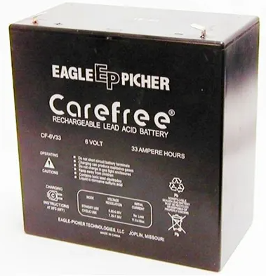 RECTANGULAR; LEAD ACID; 6VDC; 33AH; QUICK DISCONNECT: 0.25